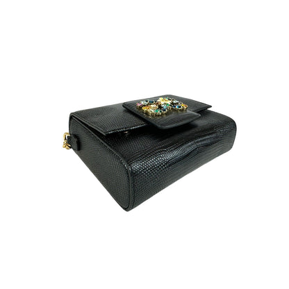 Dolce & Gabbana DG Crystals Crossbody Bag Black Leather
