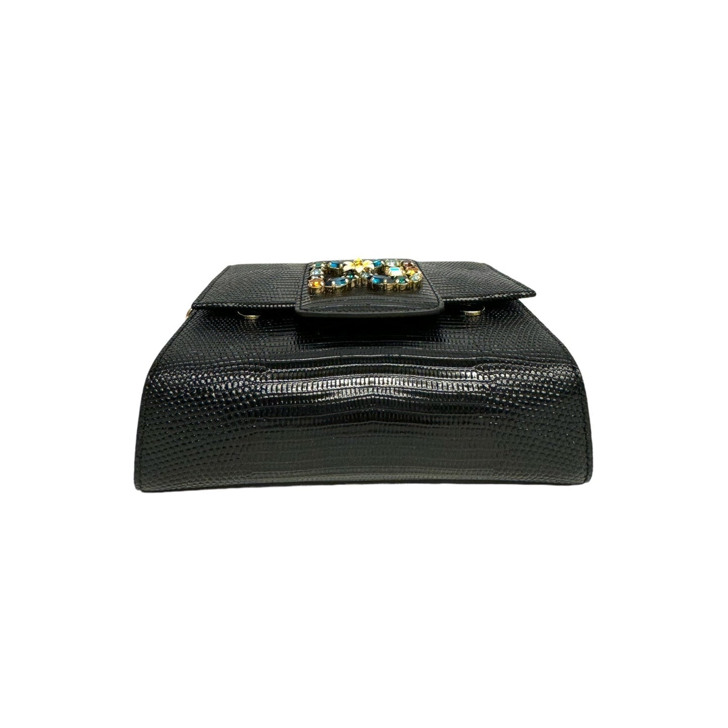 Dolce & Gabbana DG Crystals Crossbody Bag Black Leather