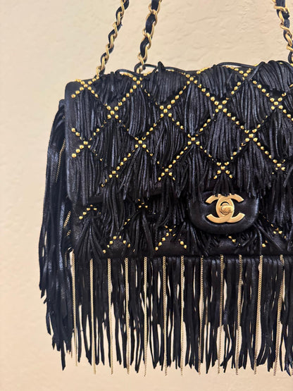 Chanel 2014 Paris Dallas Fringe Flap Bag Studded Metallic Suede