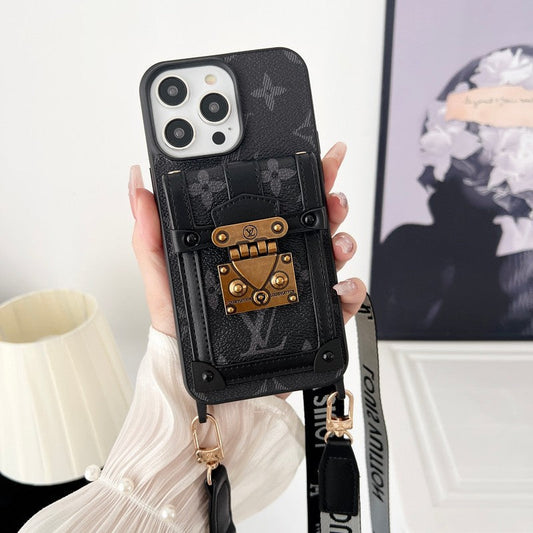 Luxury Black & White Crossbody Chain iPhone Case