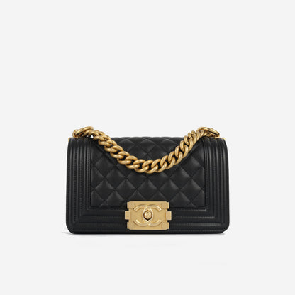 Chanel Boy Bag Lambskin Black Shoulder Bag Style 22