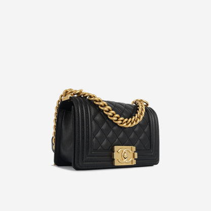 Chanel Boy Bag Lambskin Black Shoulder Bag Style 22