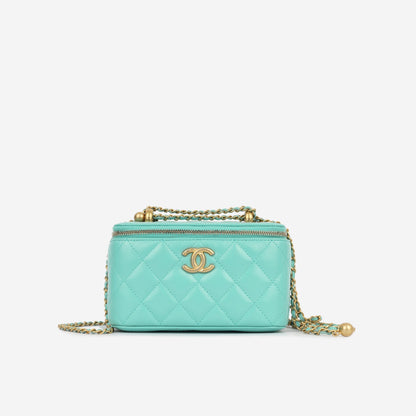Chanel Vanity Lambskin Gold Clutch Style 4