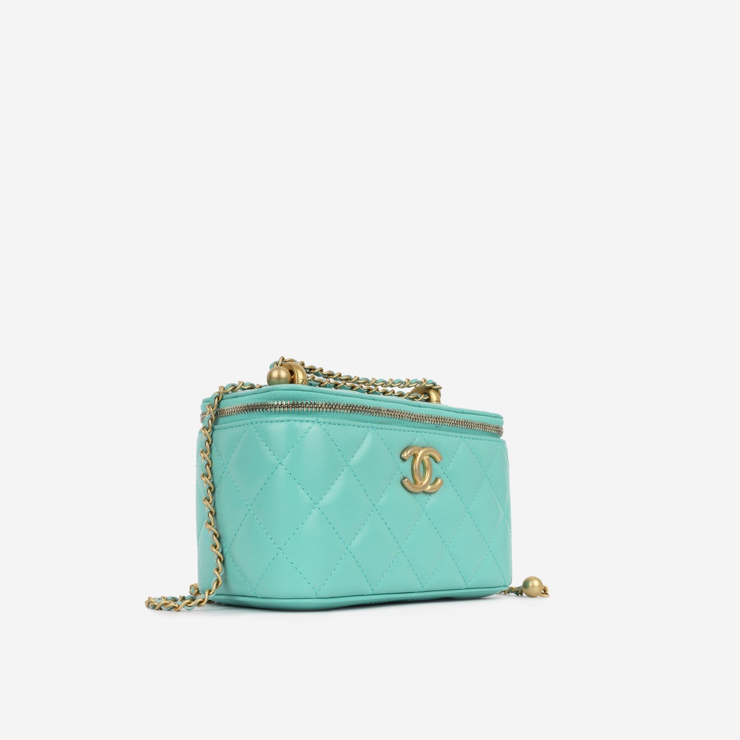 Chanel Vanity Lambskin Gold Clutch Style 4