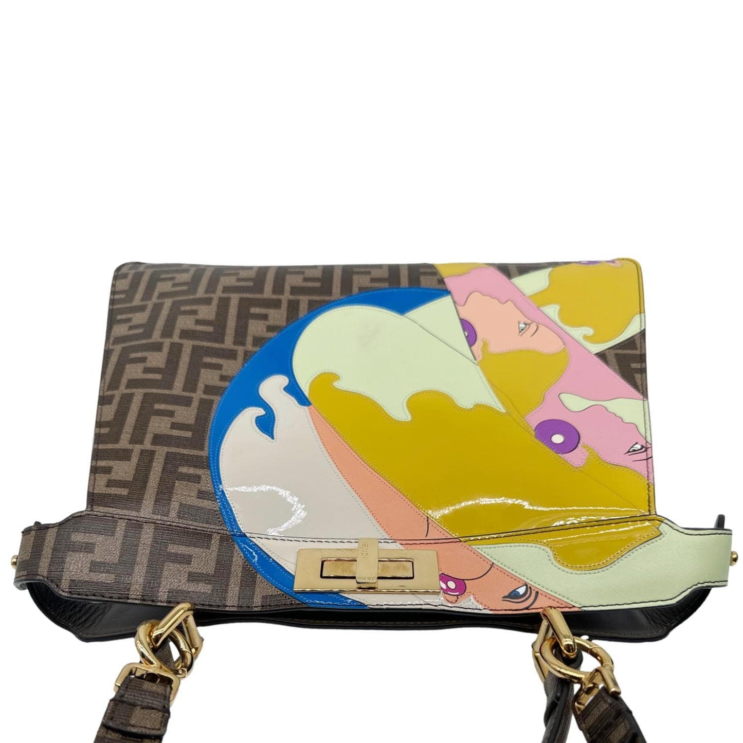 FENDI x Antonio Lopez Peekaboo I See U Medium Zucca Canvas Crossbody Bag Dark Brown