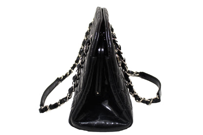 Chanel Black Patent Quilted Medium Just Mademoiselle Bowling Bag