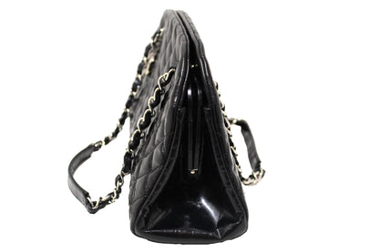 Chanel Black Patent Quilted Medium Just Mademoiselle Bowling Bag