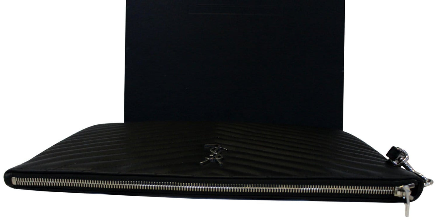 Saint Laurent Monogram Leather Black Clutch