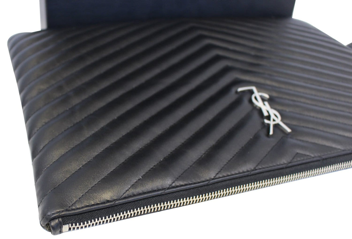 Saint Laurent Monogram Leather Black Clutch