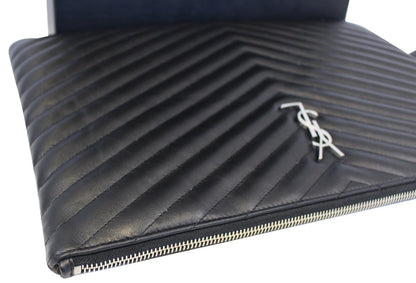 Saint Laurent Monogram Leather Black Clutch