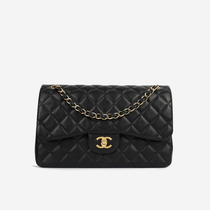 Chanel Classic Flap Lambskin Black Shoulder Bag Style 19
