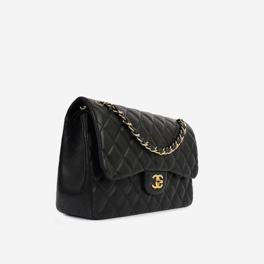 Chanel Classic Flap Lambskin Black Shoulder Bag Style 19