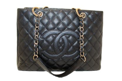Chanel Quilted Caviar Leather Black Tote Style 2