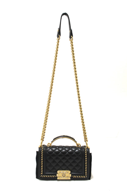 Chanel Black Calfskin Leather Boy Chanel Flap Bag with Handle