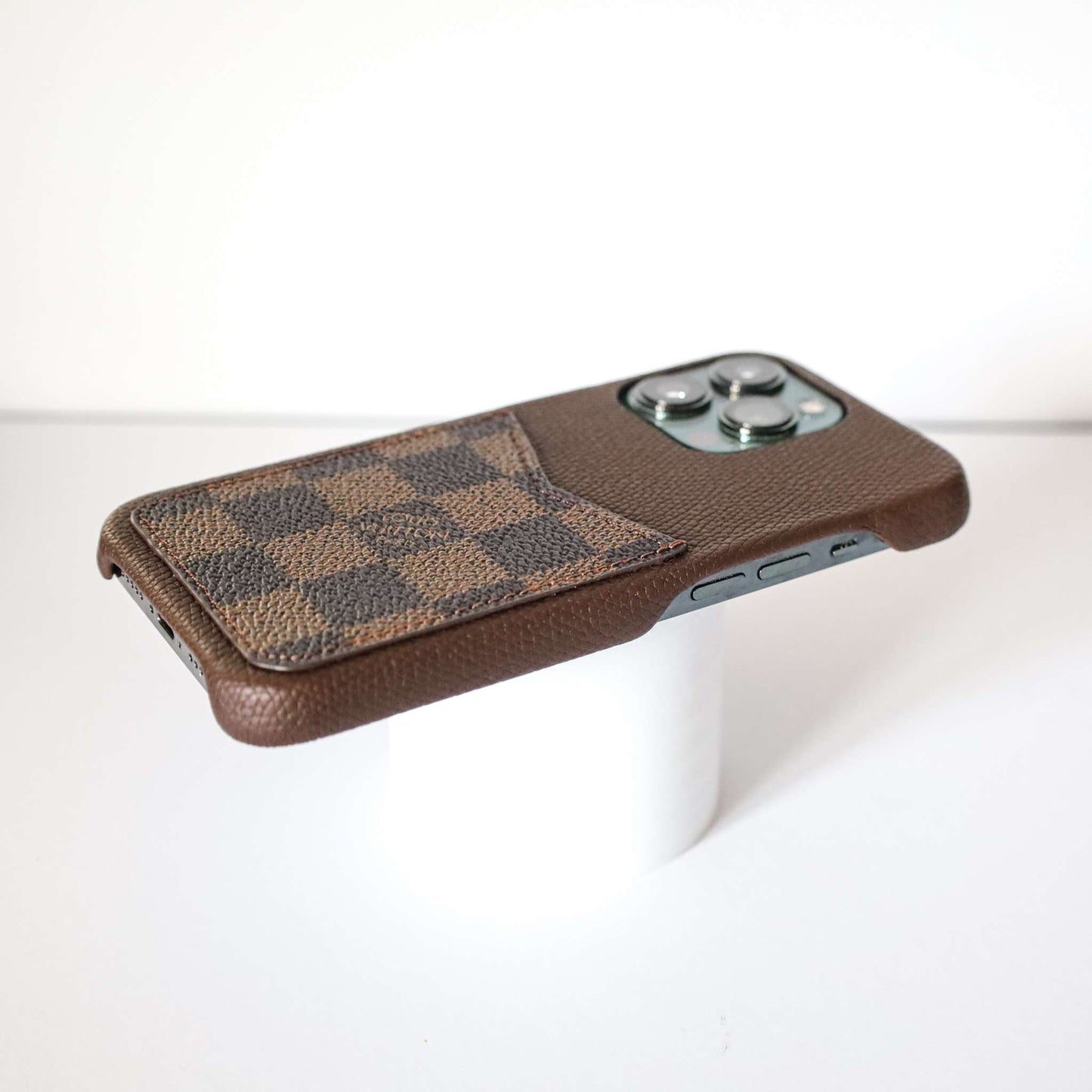 lv iPhone Case with Card Holder Brown Checkered