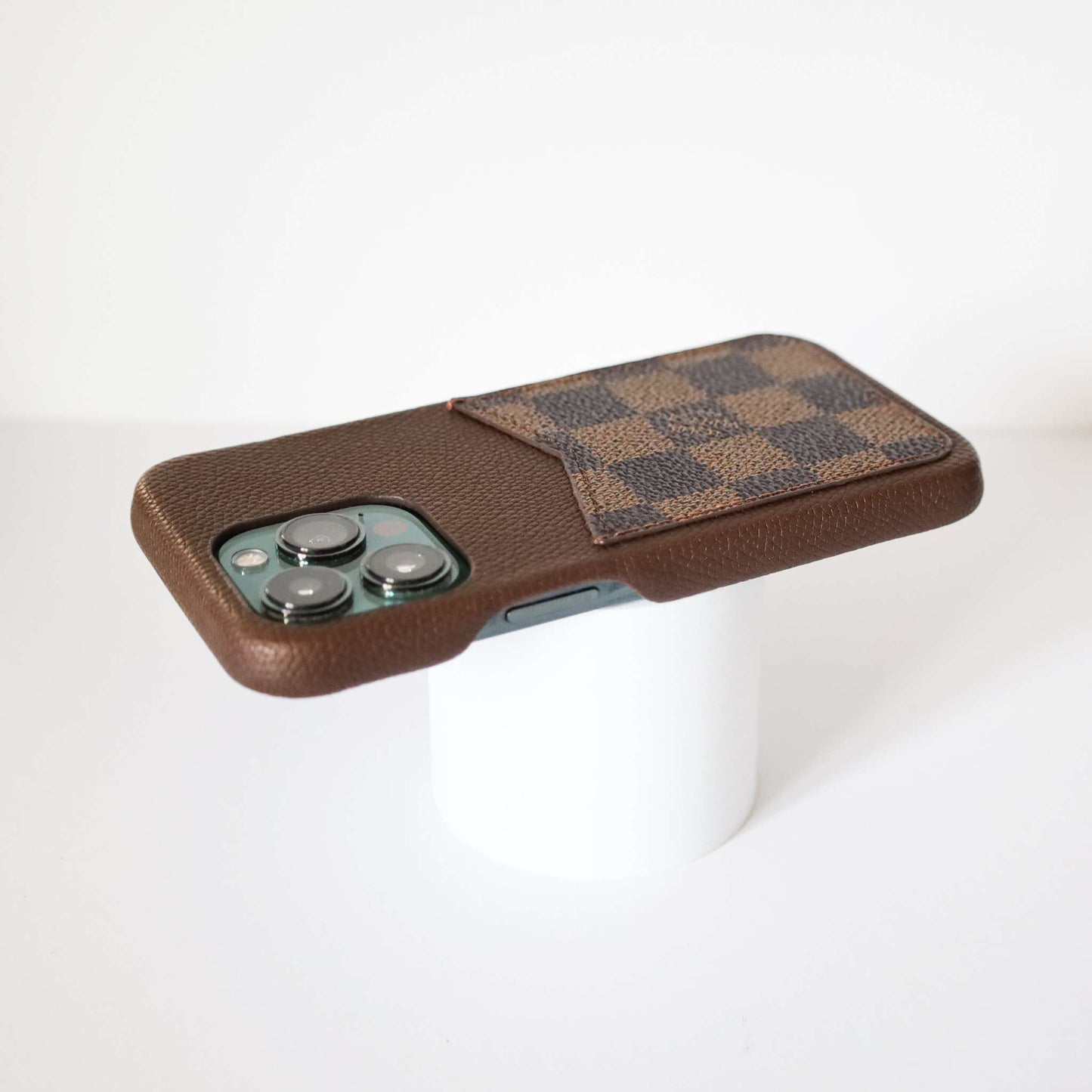lv iPhone Case with Card Holder Brown Checkered