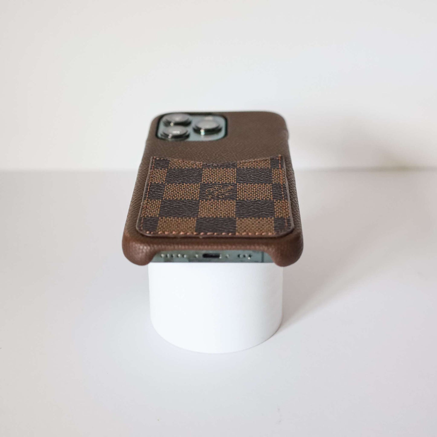 lv iPhone Case with Card Holder Brown Checkered