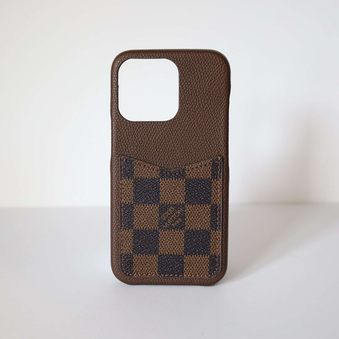 lv iPhone Case with Card Holder Brown Checkered