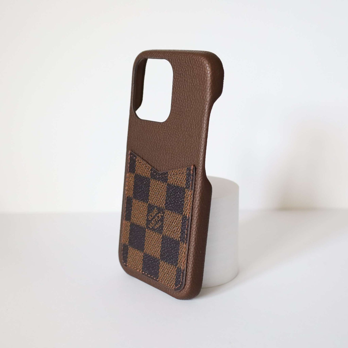 lv iPhone Case with Card Holder Brown Checkered