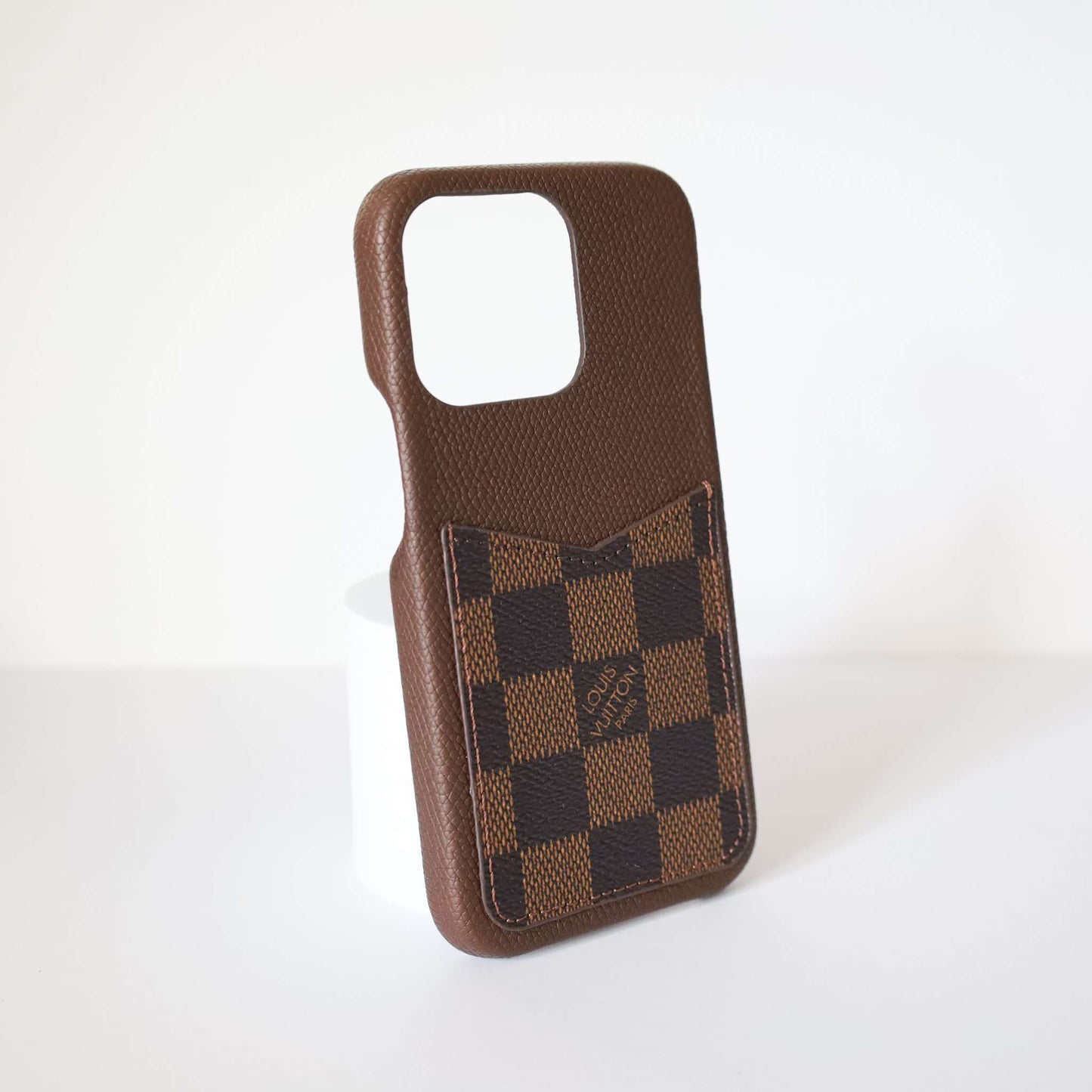 lv iPhone Case with Card Holder Brown Checkered