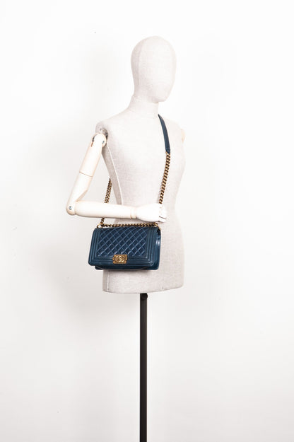 Chanel Boy Medium Blue Handbag Style