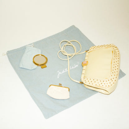 JUDITH LEIBER Vintage Cream Snakeskin & Gold Crossbody/Clutch