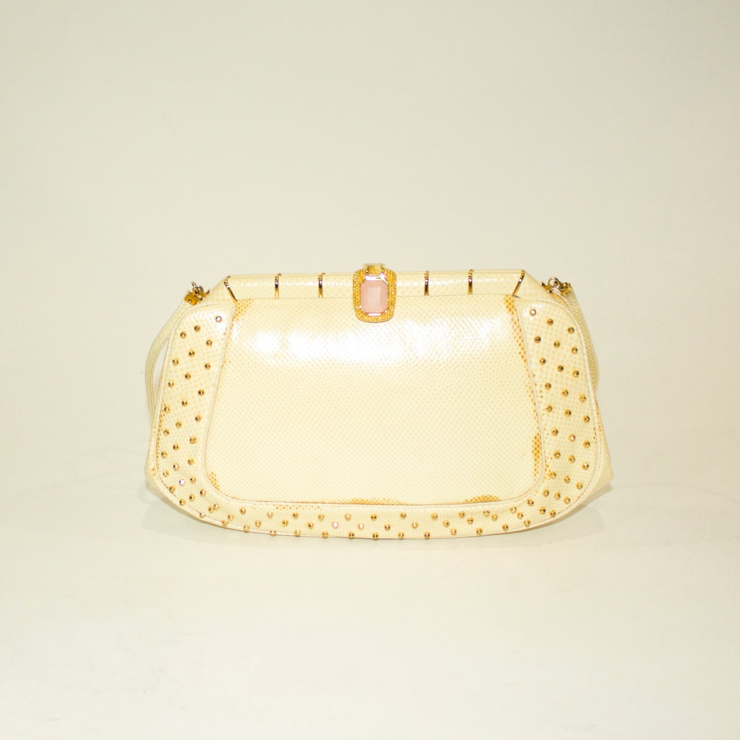 JUDITH LEIBER Vintage Cream Snakeskin & Gold Crossbody/Clutch