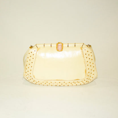 JUDITH LEIBER Vintage Cream Snakeskin & Gold Crossbody/Clutch
