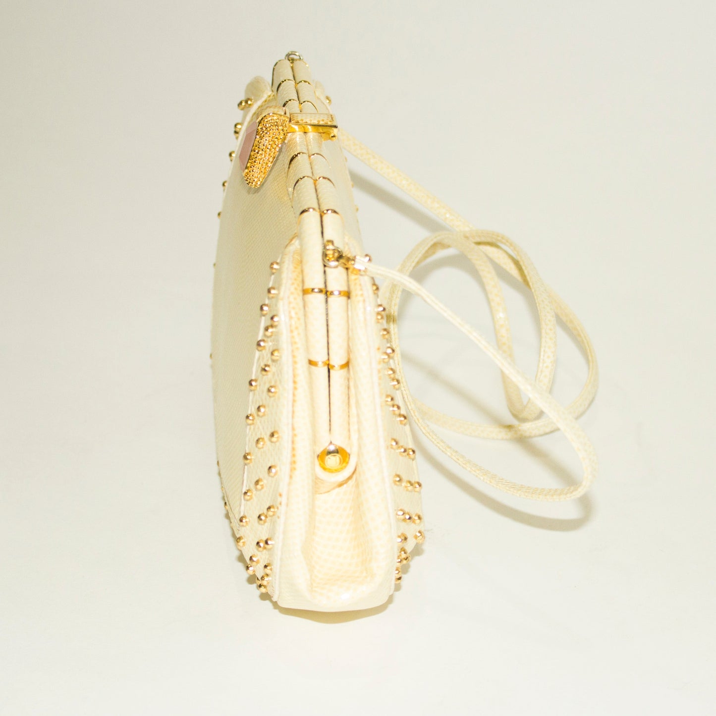 JUDITH LEIBER Vintage Cream Snakeskin & Gold Crossbody/Clutch