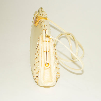 JUDITH LEIBER Vintage Cream Snakeskin & Gold Crossbody/Clutch