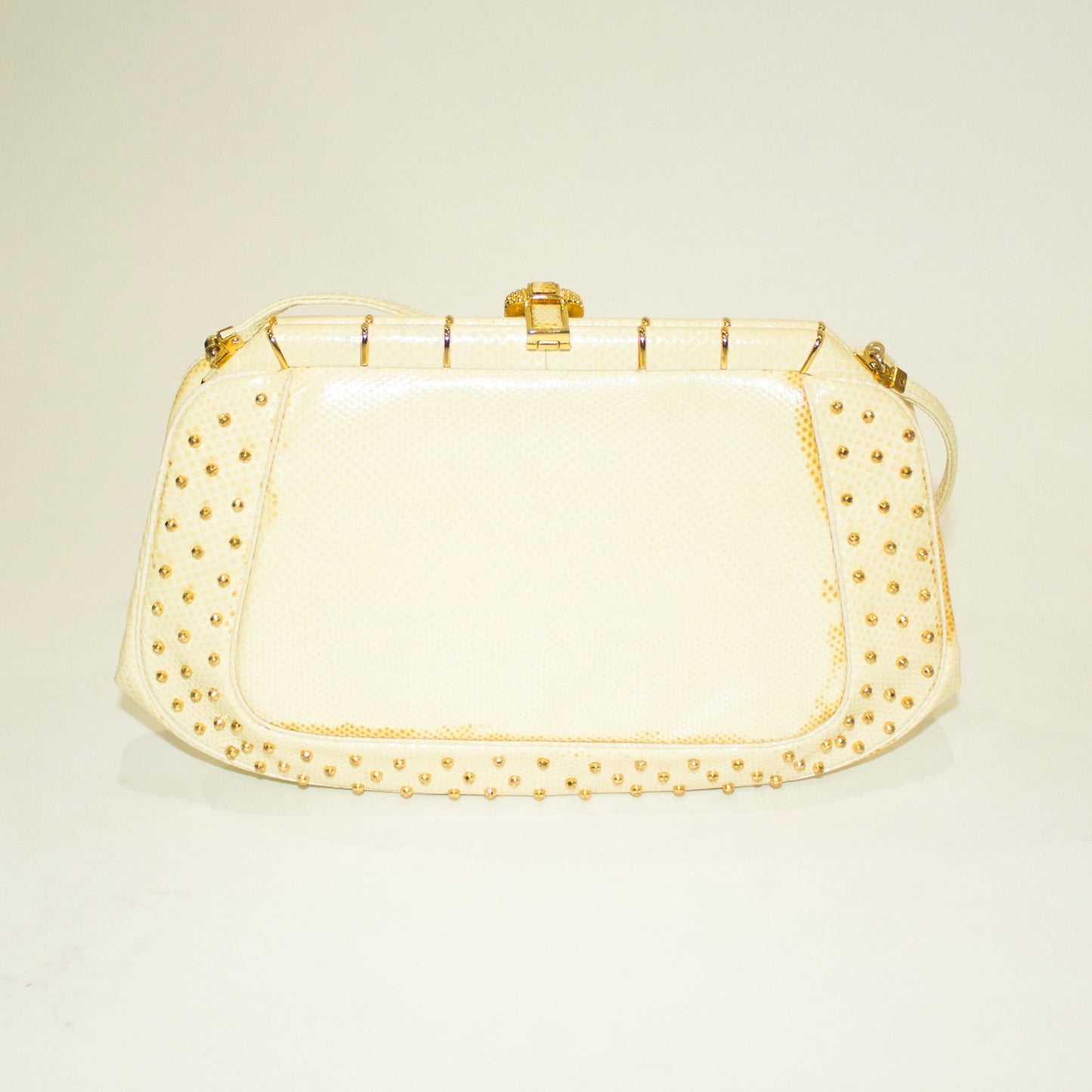 JUDITH LEIBER Vintage Cream Snakeskin & Gold Crossbody/Clutch