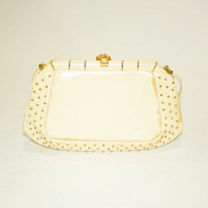 JUDITH LEIBER Vintage Cream Snakeskin & Gold Crossbody/Clutch