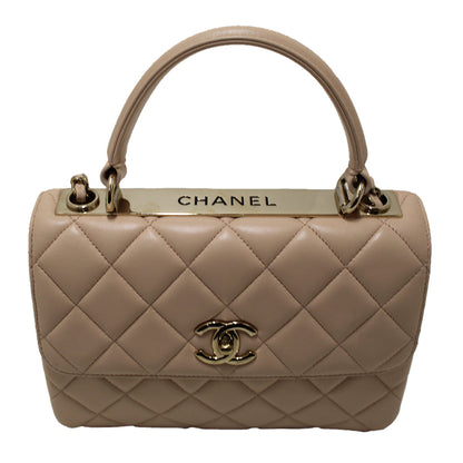 Chanel Beige Lambskin Leather Small Trendy CC Bag with Handle