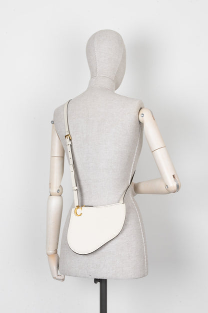 Chrisrtian Dior Saddle Trio Pouch White Leather
