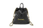 Chanel Black Chanel Calfskin Leather Drawstring Chain Backpack