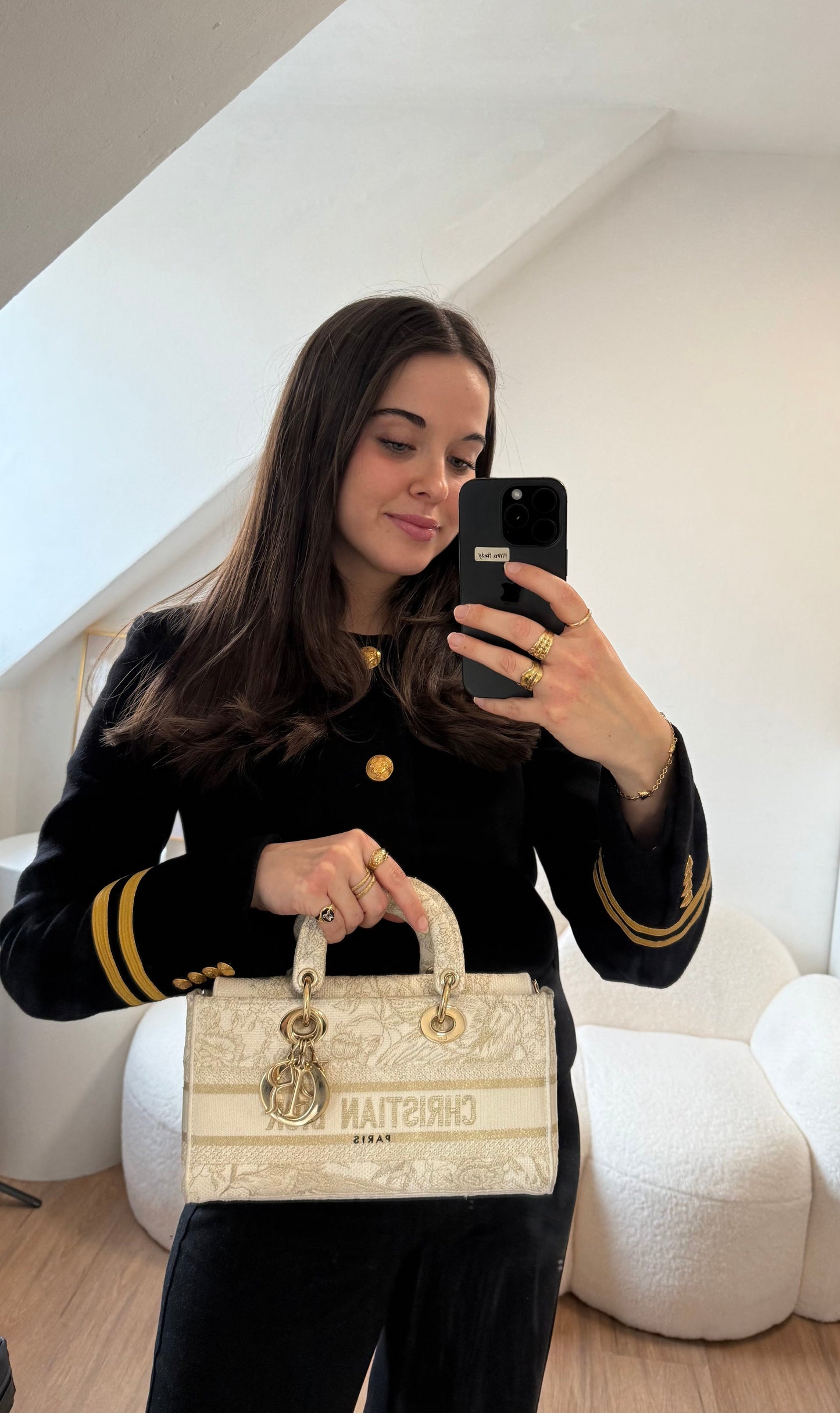 Christian Dior Lady D-Joy Bag In Beige Canvas