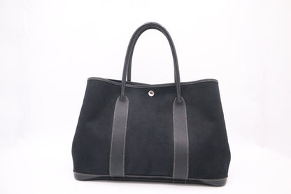 Hermes Garden Party 36 Bag In Black Canvas