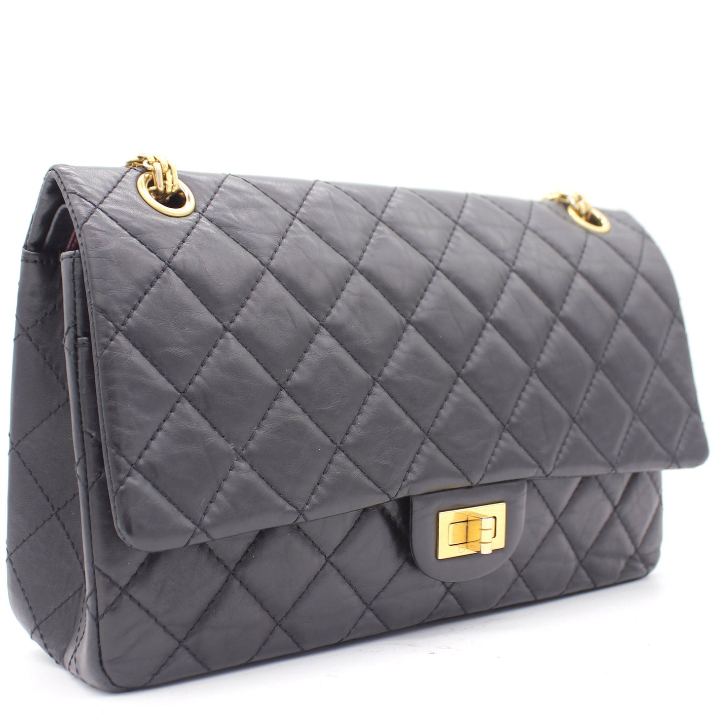Chanel Black Quilted Crinkled Leather 226 Classic Reissue 2.55 Flap Bag