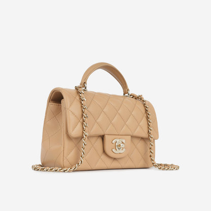 Chanel Classic Flap Lambskin Gold Shoulder Bag Style 104