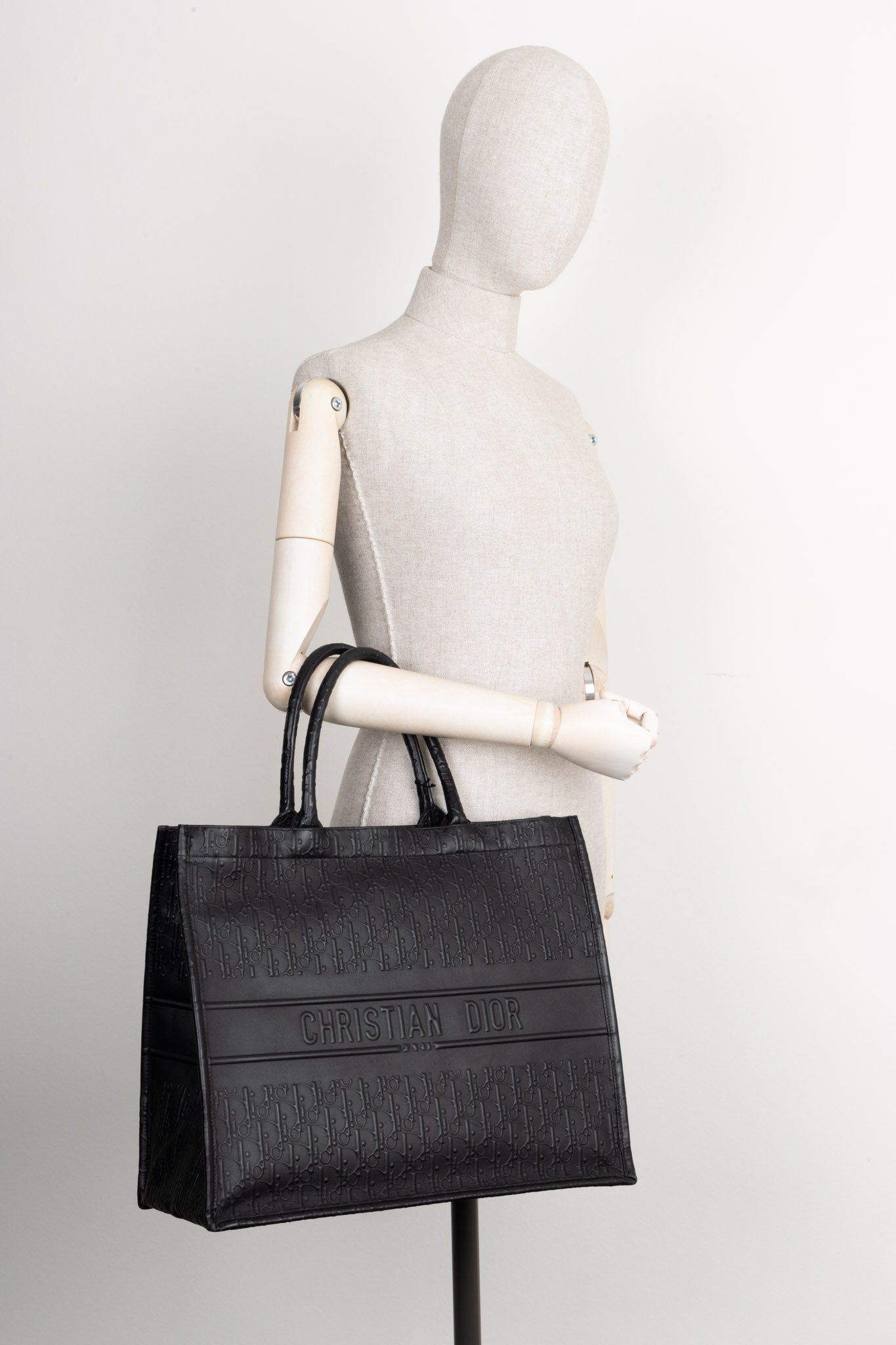 Dior Book Tote Leather Black Tote Bag Leather