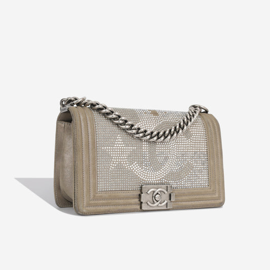 Chanel Boy Bag Lambskin Grey Shoulder Bag