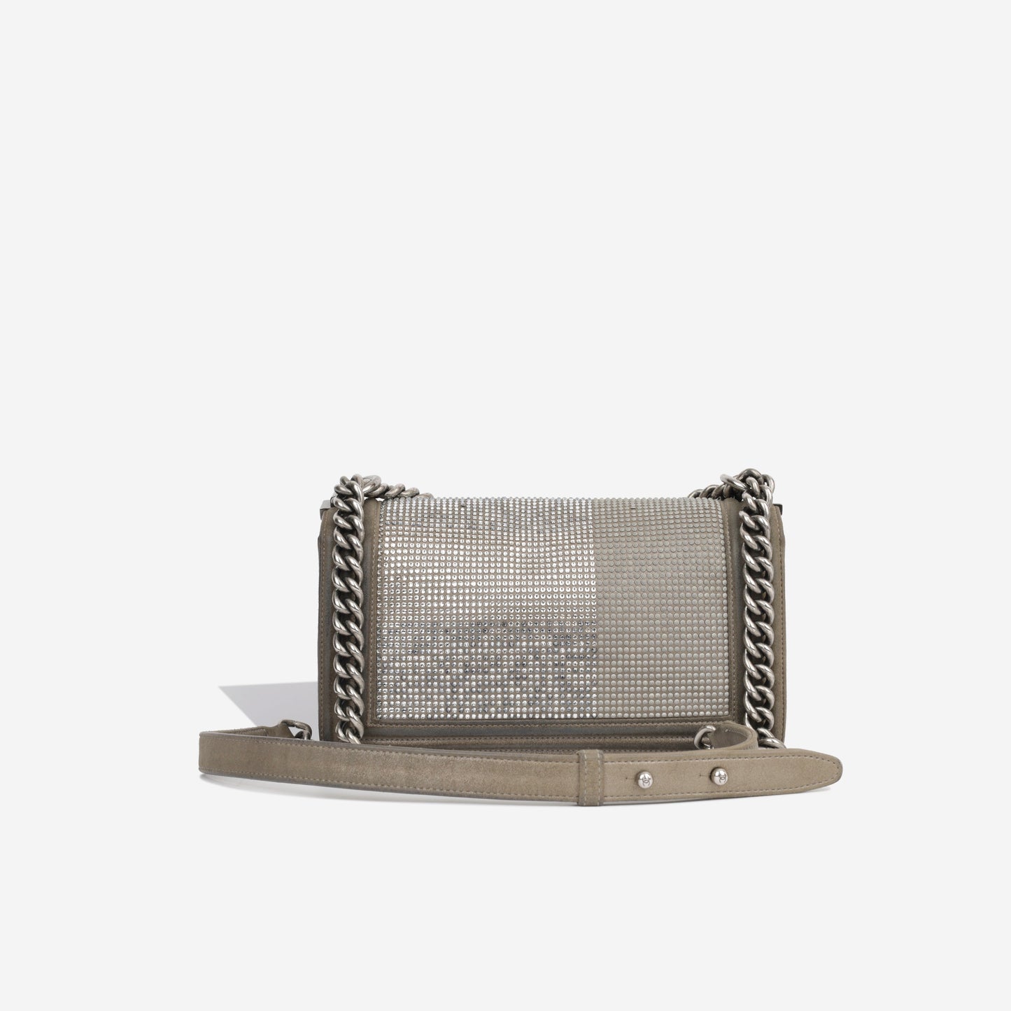 Chanel Boy Bag Lambskin Grey Shoulder Bag