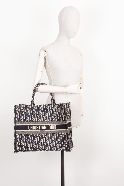 Christian Dior Book Tote Large Oblique Blue
