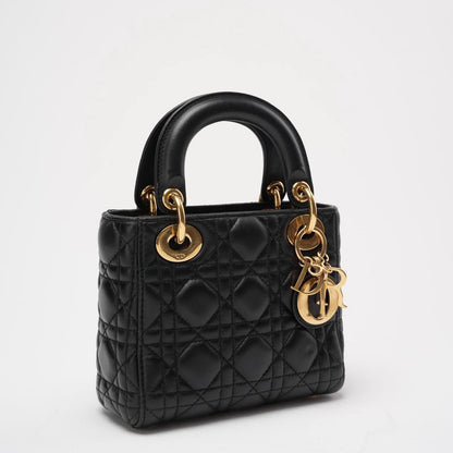 Dior Lady Dior Mini Bag Black Lambskin Gold Hardware