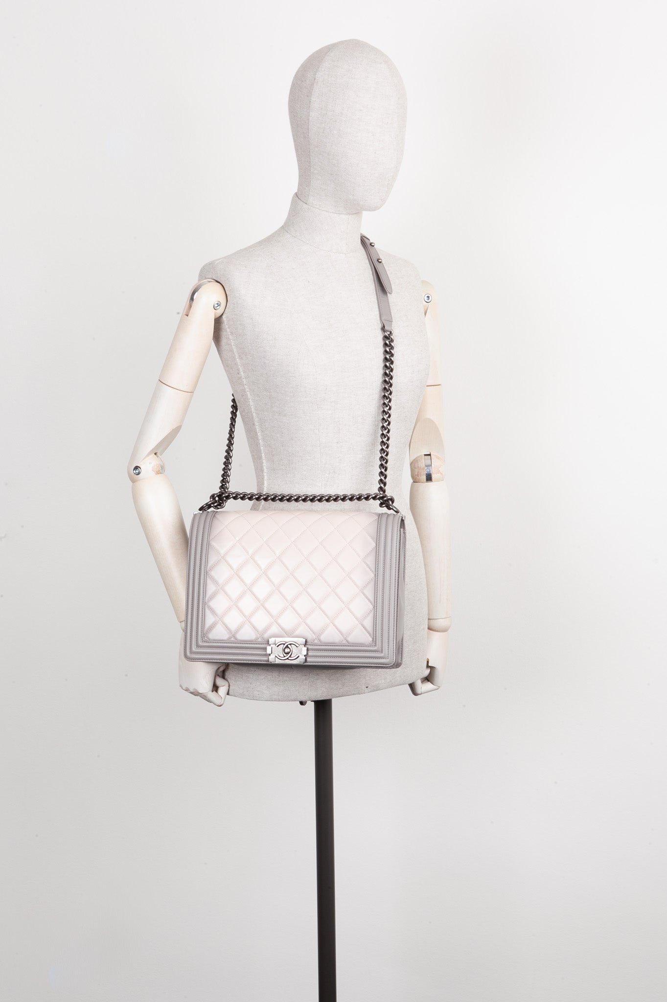 Chanel Boy Large Grey Luxury Handbag