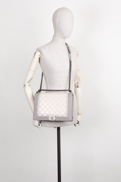 Chanel Boy Large Grey Luxury Handbag