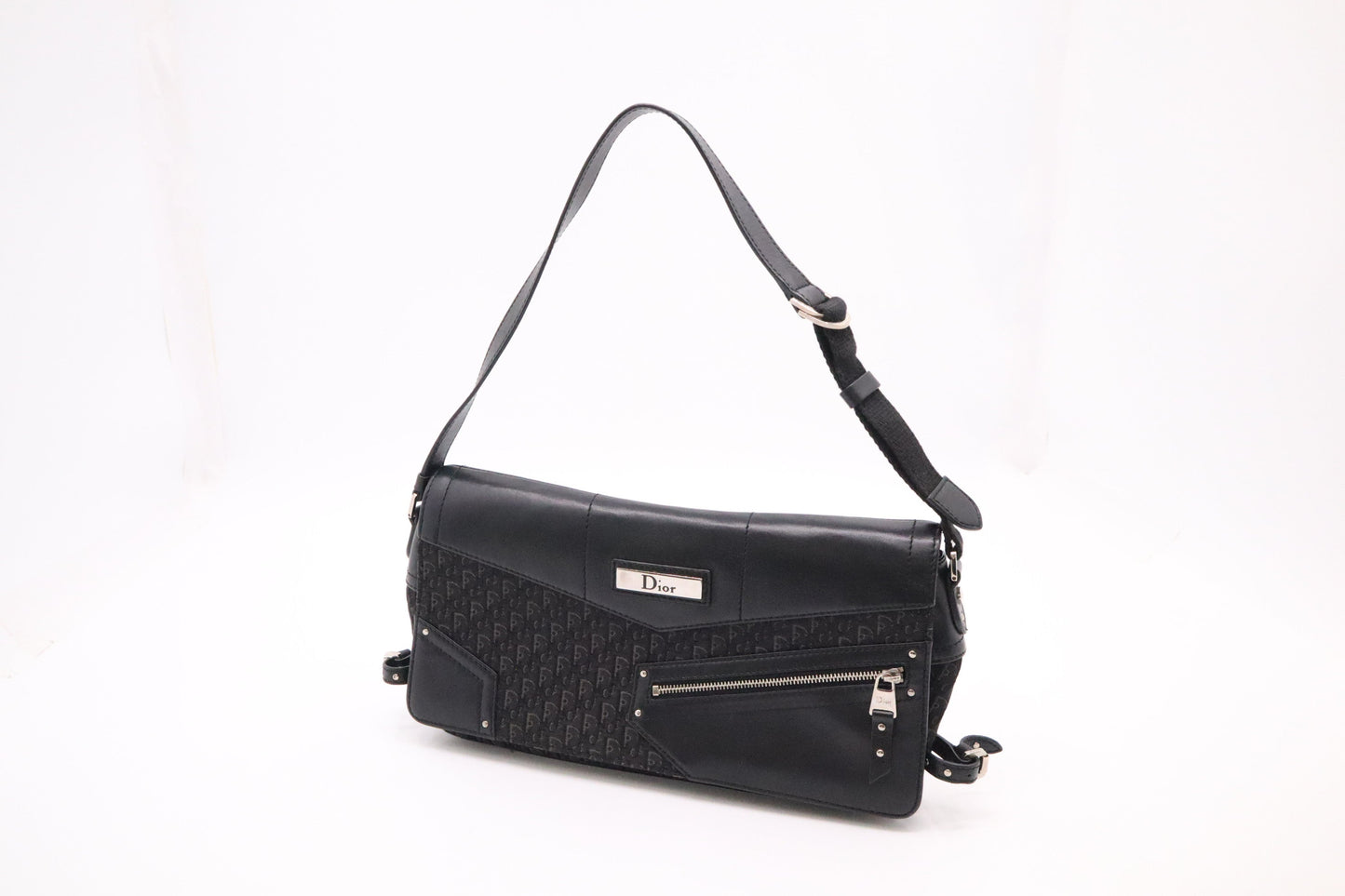 Dior Shoulder Bag in Black Canvas and Leather