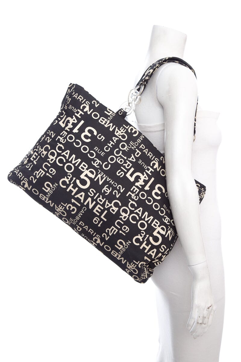 Chanel Cambon Canvas Black White Tote