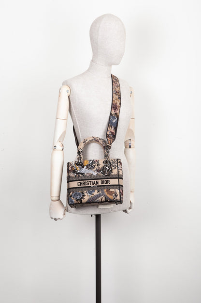 Christian Dior Medium D-Lite Bag Toile De Jouy Jardin D'Hiver Embroidery