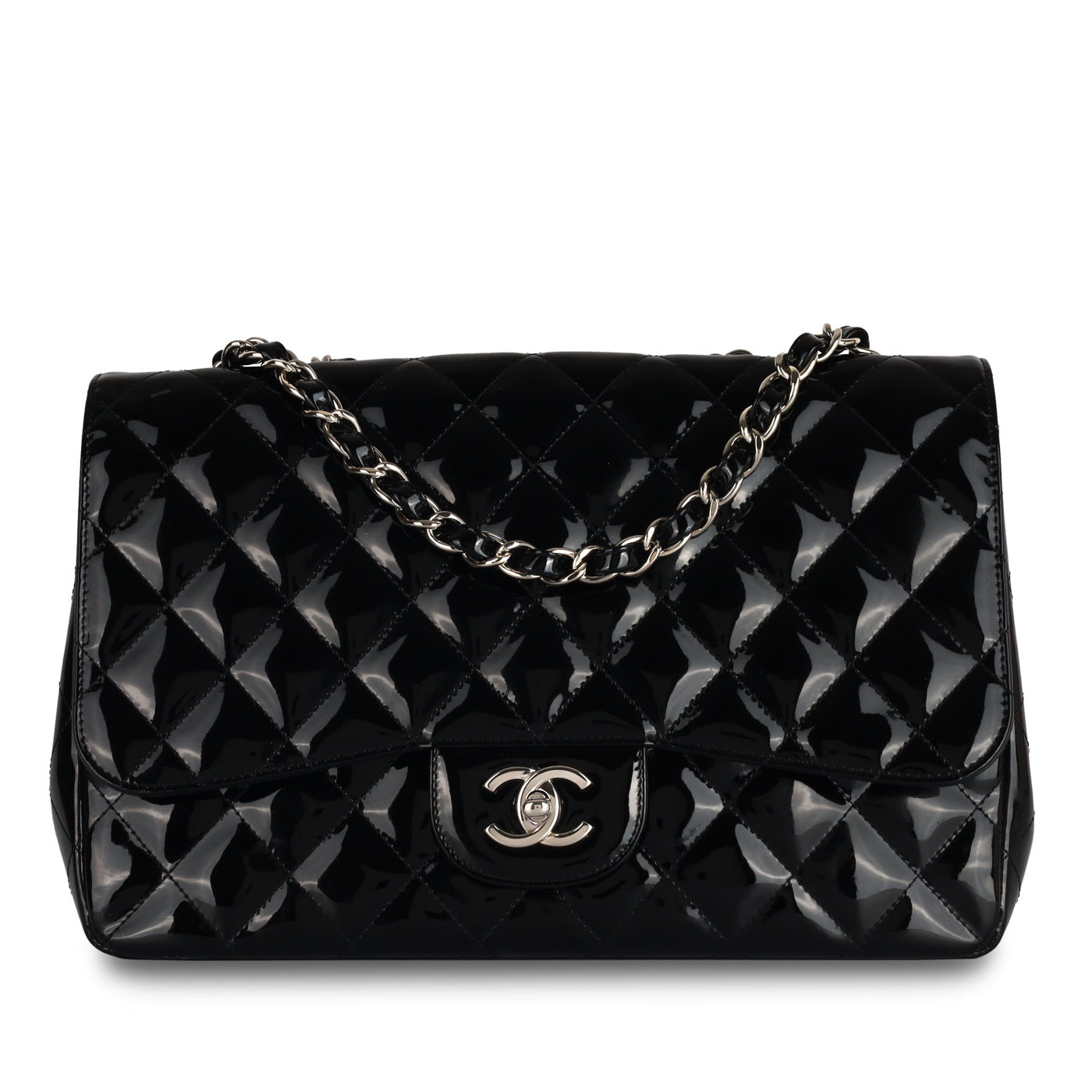 Chanel Classic Flap Patent Leather Black Shoulder Bag